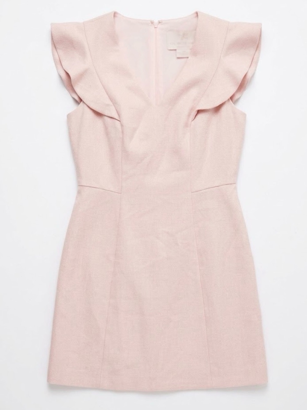 Gal Meets Glam Blush Pink Ruffle-Sleeve Sheath Dress